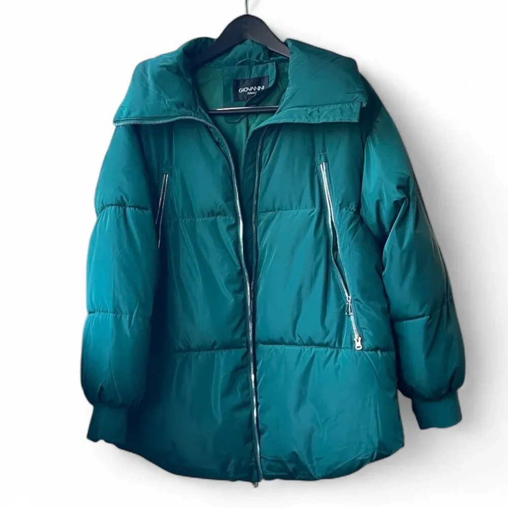 Green Puffer Jacket Giovanni Paris Size M - Picture 1 of 8
